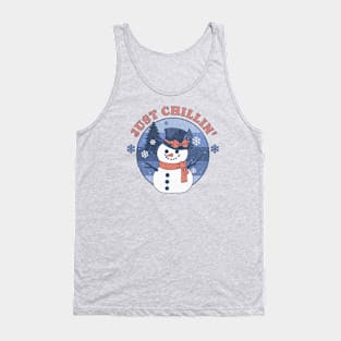 Just Chillin Snowman Vintage Christmas Winter Seasonal Tank Top